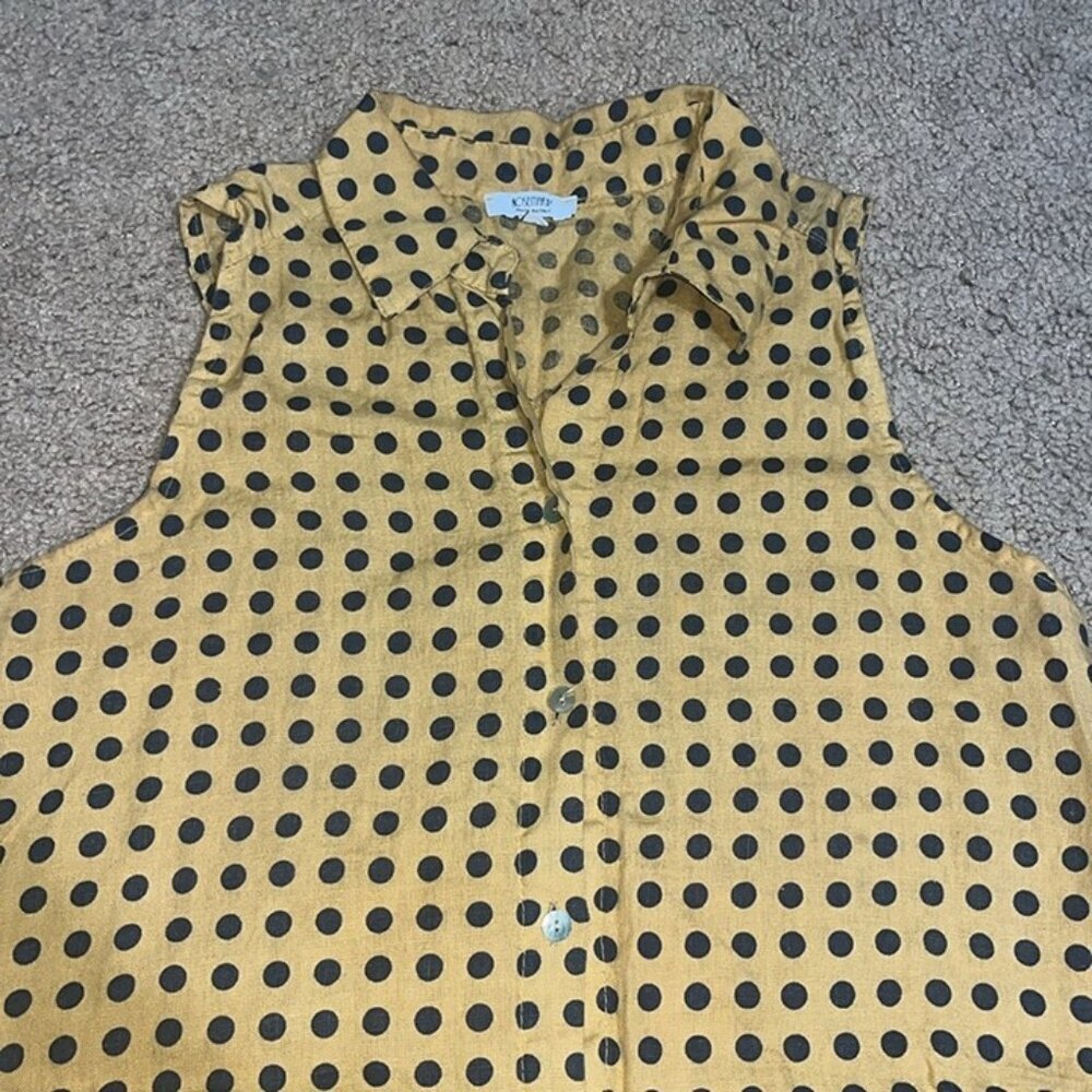 Rosemarine Italian Polka Dot Button Front Sleeveless Linen Dress Small‎ - Picture 4 of 11